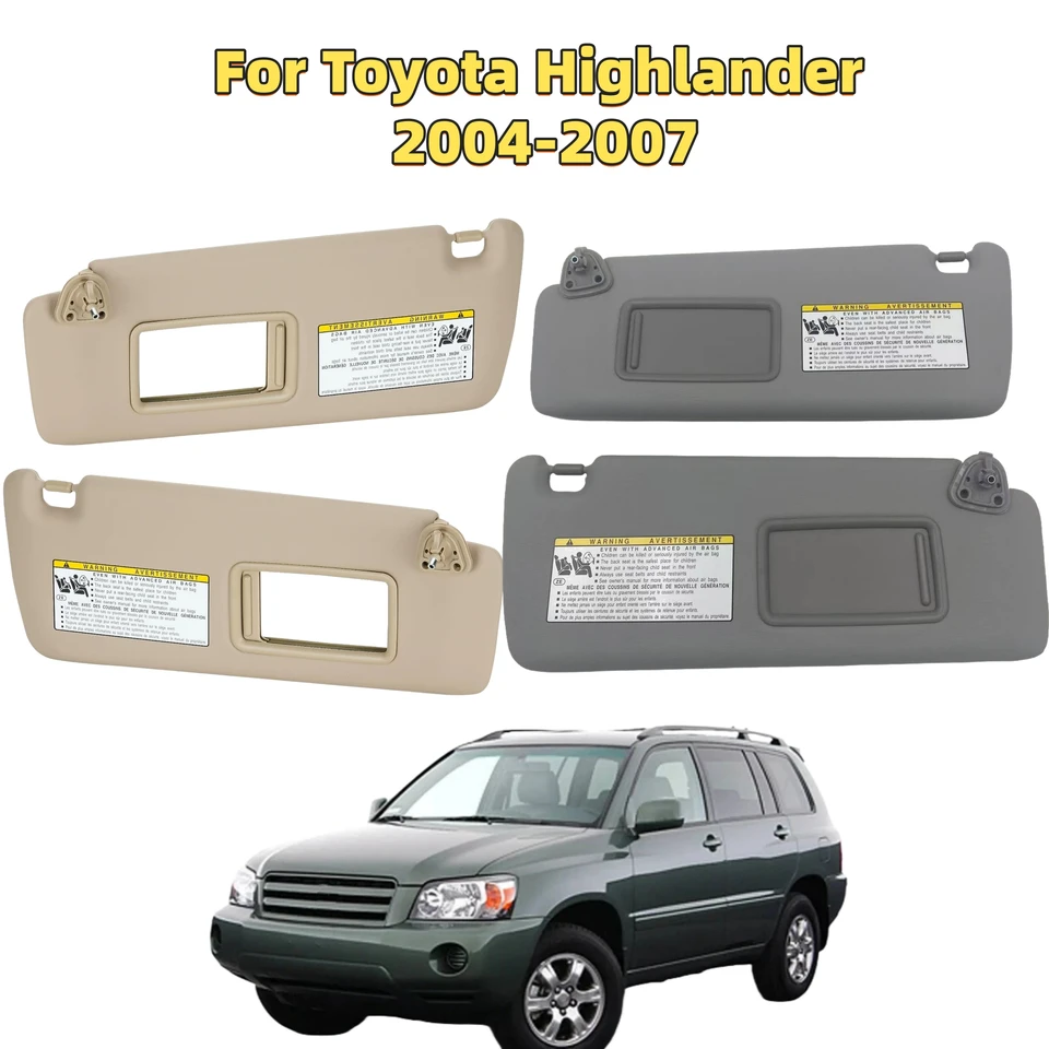 Sun Visor Replacement For Toyota Highlander 2004-2007 - Left Driver Side Beige Visor, Part #74320-48260-A0