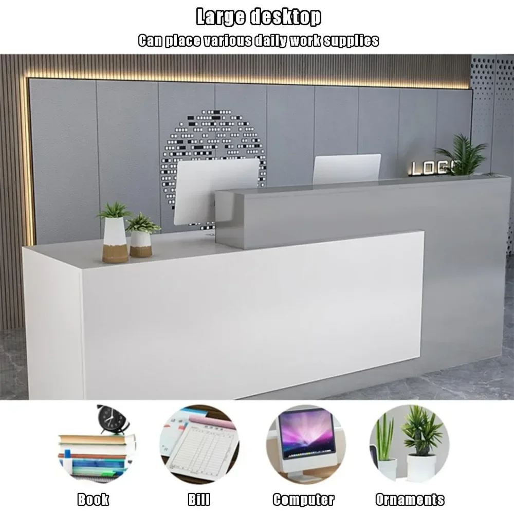 Front Counter Desk with Lockable Drawers, Reception Counter Desk,Modern Retail Counter, Wooden Computer Desk Reception Table 4