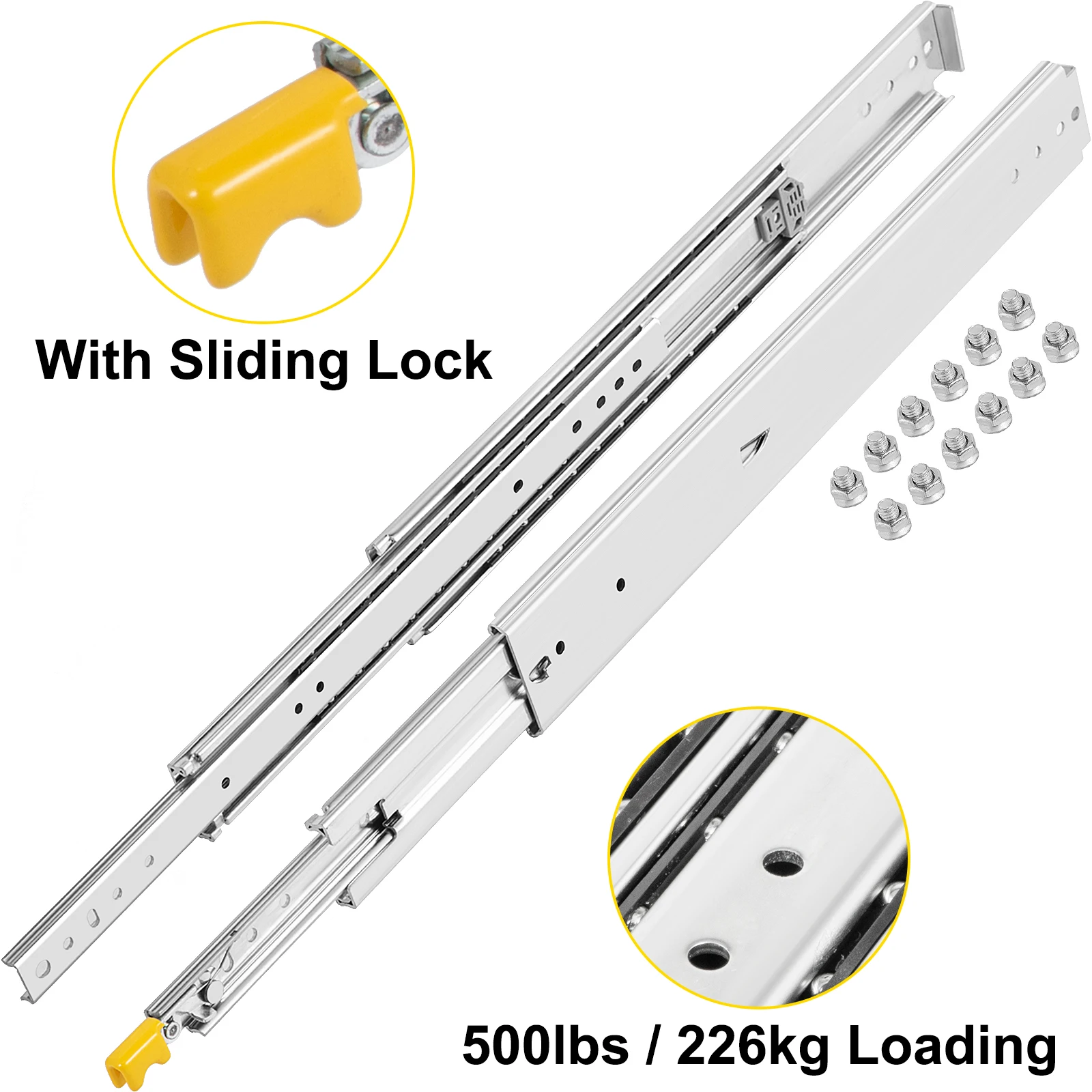 VEVOR Locking 18" 60" Slides Bearing 500LBS Heavy Duty Drawer Slide 3