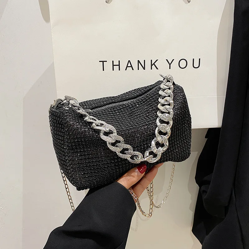 Luxury Designer Shiny Shoulder Bag Shining Evening Clutches Handbag Party Purses Gold Silver 2023 New Women's Bag - Image 4