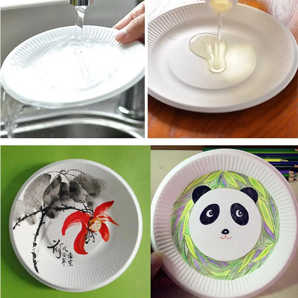 50 Pcs/lot Plastic Plates Disposable Elegant Dishes 50pcs Paper Plate Bone Spitting Plate Tableware for Paper Cardboard Units party tableware,disposable food trays