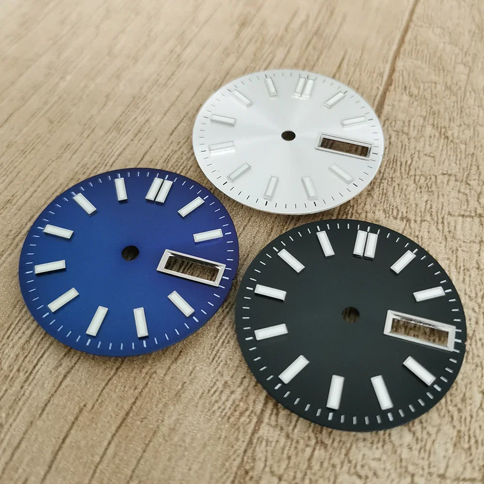 28.5mm Double Calendar Watch Dial Sunburst Watch Faces Green Luminous Modification Accessories for NH36/4R/7S Movement watch dial accessories watch face accessories