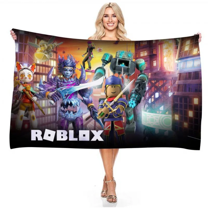 80x160CM Roblox Virtual World Series stampa digitale 3D telo mare rettangolare asciugamano da bagno asciugamano regalo creativo Non sabbia