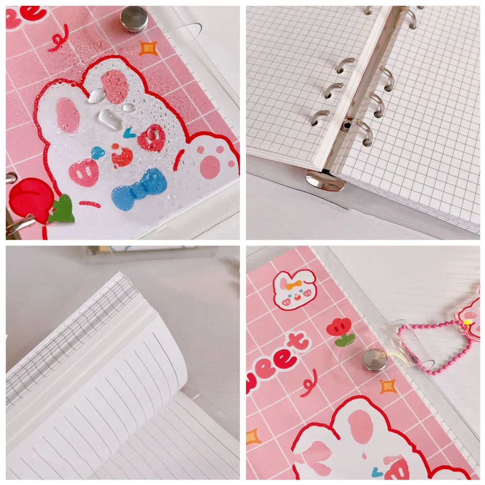 2024 Cute Cartoon Kawaii Notebook Mini Three-hole Loose-leaf Book