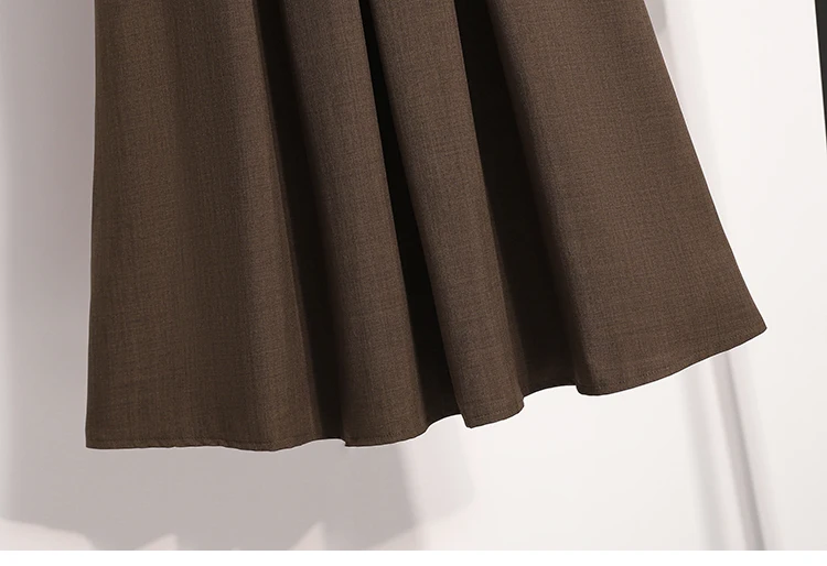 Solider, vielseitiger, mittellanger Faltenrock 2026 Plus-Size-Röcke A-Linie Maxikleid Frühling Herbst Neuer halblanger Regenschirmrock – Detail 12