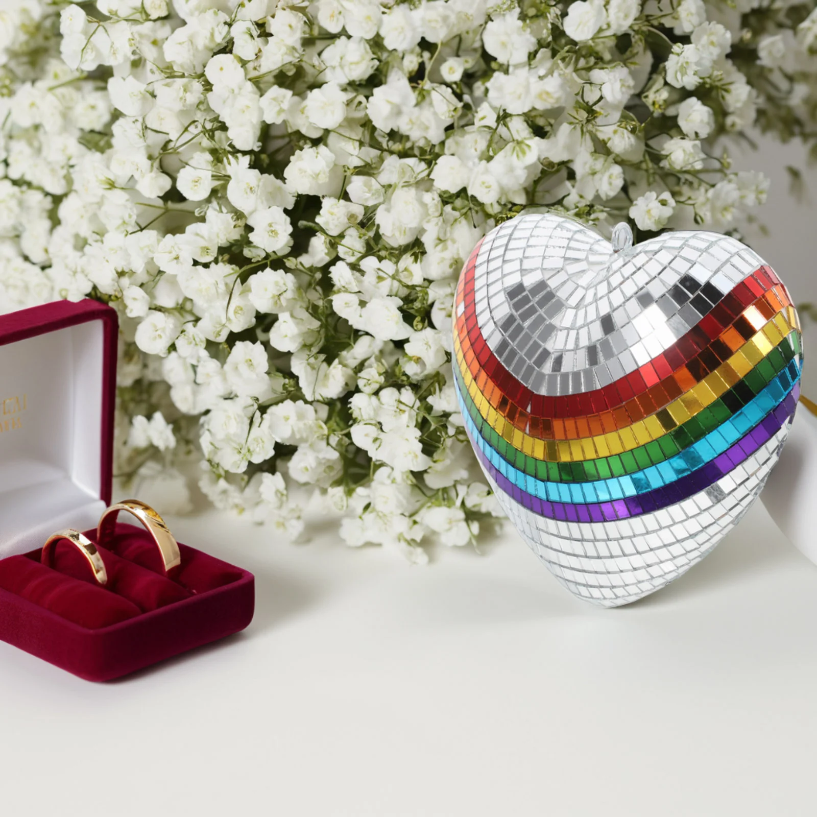 Heart Shaped Disco Ball Reflective Mirror Ball Hangings Disco Ball Ornaments Mirror Disco Ball for Wedding 4