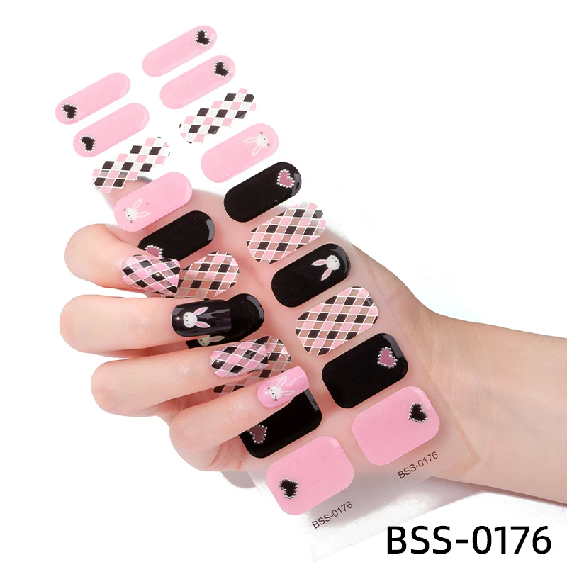 

Glitter Gel Nail Strips Patch Sliders Harden In UV Lamp Adhesive Long Lasting Full Cover Semi Cured Gel Nail Stickers Nail Wraps