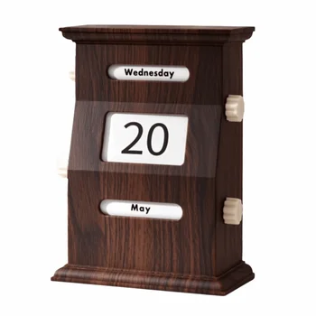 Calendario perpetuo creativo da scrivania, display della data con rotazione, blocchi del calendario retrò decorativi fai da te, calendario vintage da tavolo.