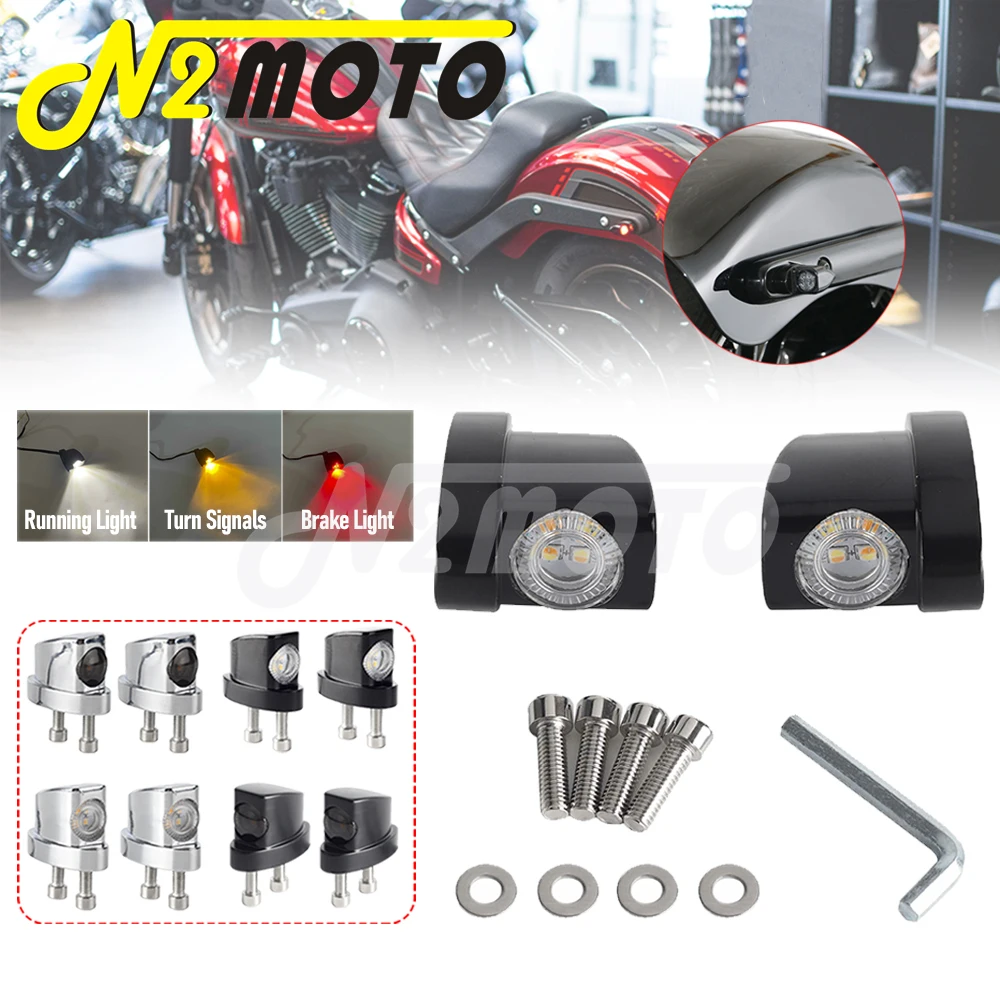 Universale Dirt Bike Moto Parafango Puntoni Indicatore Di Direzione Mini 4 Led Ambra Lampeggiante Per Harley Chopper Bobber Cafe Racer