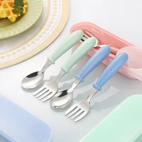 2pcs 304 Stainless Steel Spoon and Fork Set Kidsren's Portable Cutlery Box 3