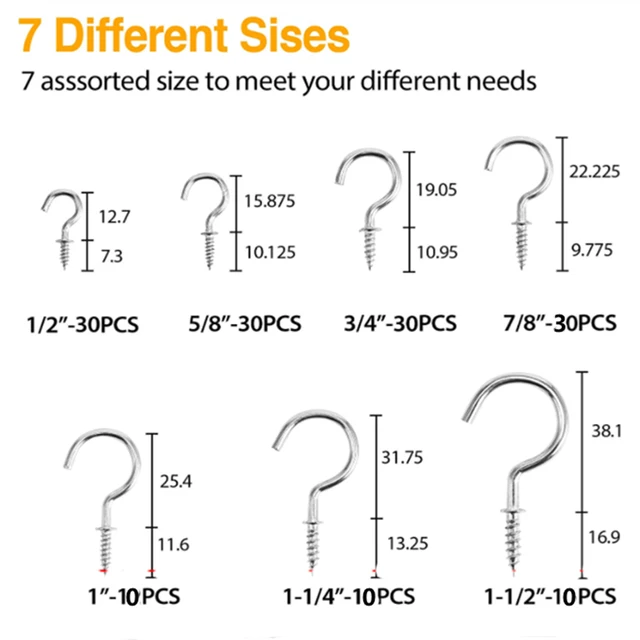 OOK 7/8-inch Nickel Cup Hooks - 8pcs