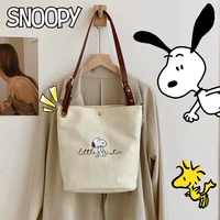 Snoopy Canvas Diagonal Cross Bag Youth Fashion Casual Version Ladies Large Capacity Shoulder Bag Solid Color Women Messenger Bag 1