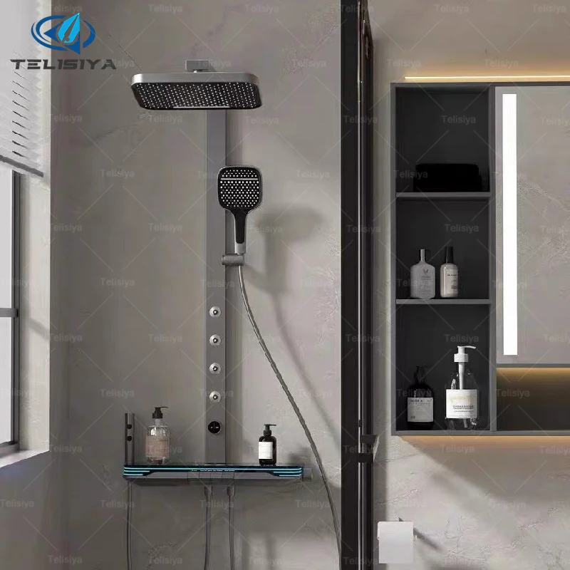 ห้องน้ําชุดฝักบัวมัลติฟังก์ชั่นอัจฉริยะดิจิตอลจอแสดงผลคีย์เปียโนเอวสเปรย์ Booster โรงแรมชุด 1