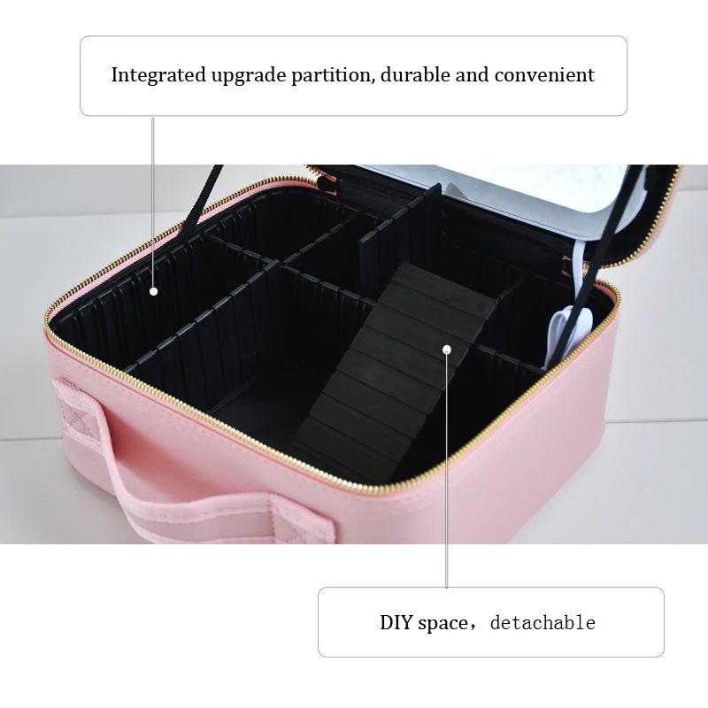 2022 New Smart LED Makeup bag For Women With Mirror With Compartments  Waterproof PU Leather Travel Cosmetic Case For Women - AliExpress