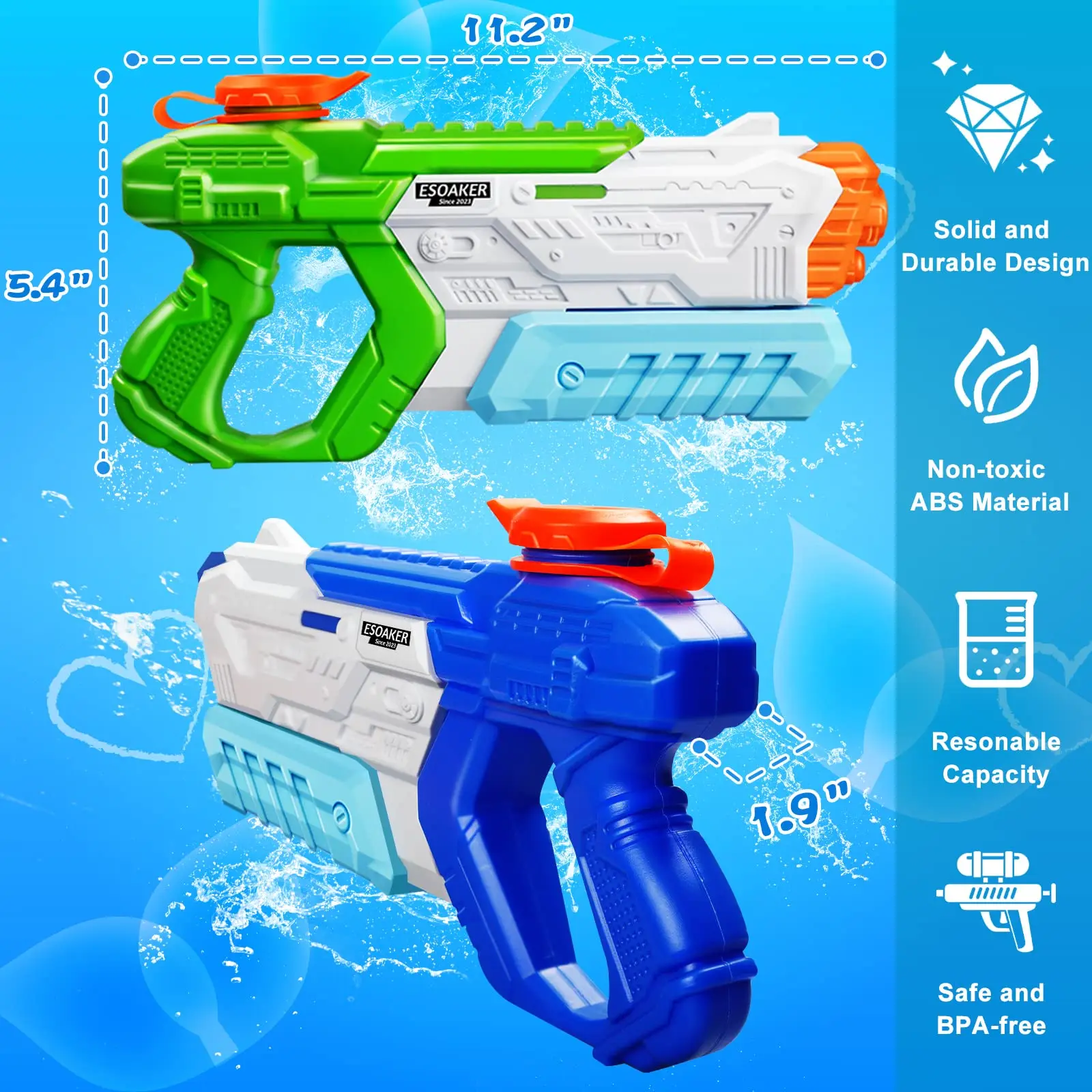 600cc High Capacity Water Gun for Kids Adults Long Range Watergun Summer Water Blaster Toy Super Soaker for Swimming Pool Beach 2