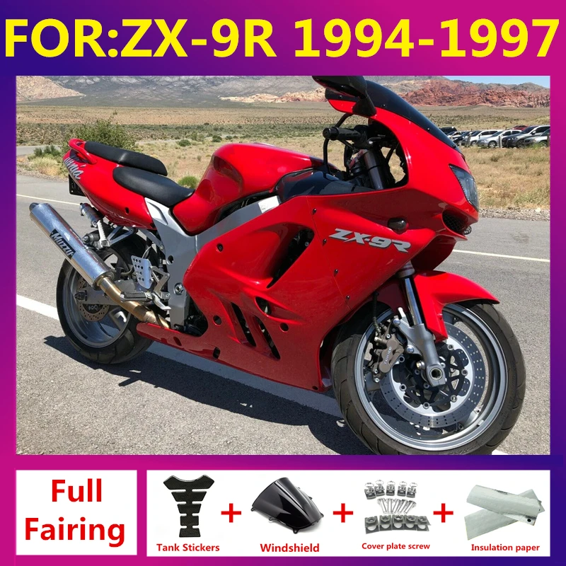 

fairings Kit fit For KAWASAKI NINJA ZX 9R 9 R ZX9R 94 95 96 97 ZX-9r 1994 1995 1996 1997 full Fairing set red