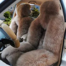 Fundas de piel sintética para asientos delanteros de coche, accesorios de Interior, funda de asiento con estilo de mapache y piel de oveja