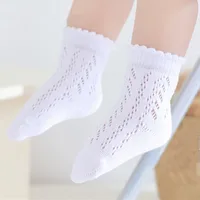 Nouveau bébé garçons filles chaussettes solide respirant enfants chaussettes courtes évider tout-petits enfants coton princesse chaussettes mignonnes pour 0-8 ans 1