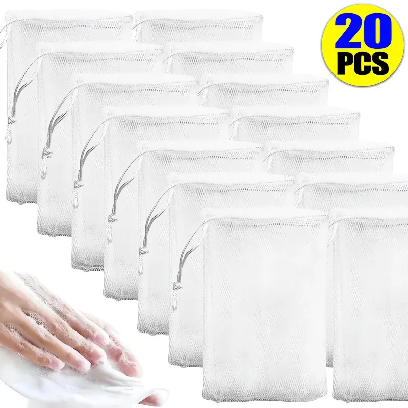 1-20PCS Hangable Soap Bags Bath Shower Gel Facial Cleanser Foaming Mesh Bags Body Soap Cleanser Bubble Net Bags Cleaning Tools