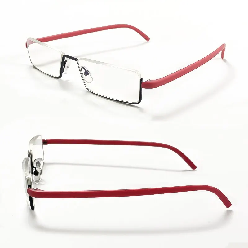 Men's Half Frame Metal Anti-Blue Light Reading Eyeglasses