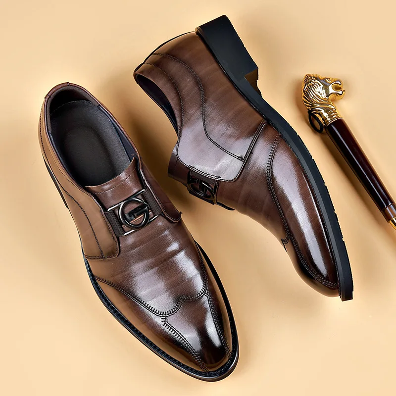 Men Casual Shoes Fashion Brand Classic Casual Men Pu Leather Shoes Black Formal Wedding Business Big Size 38-48