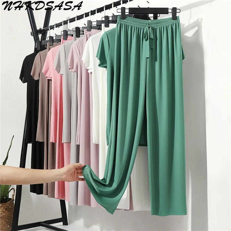 Female Home Clothes 2 Pieces Set Lady Home Suit Summer Women Lounge Wear Autumn Loose Homewear Suit for Women Pajamas Pants Set women pajamas set women pajama suit