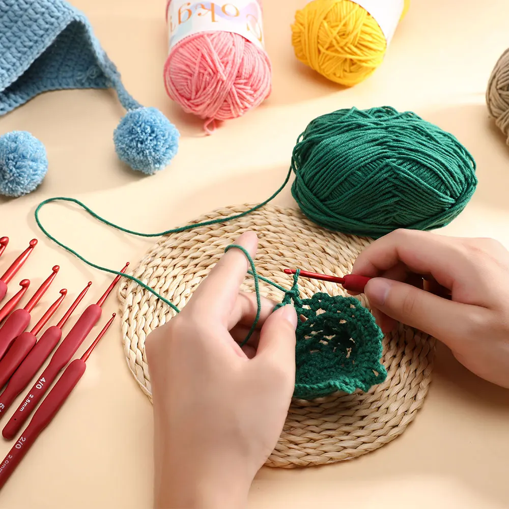 4 Rolls Ball of Wool Crochet Hook Yarn for Crocheting Clearance  Multi-function Knitting Supply