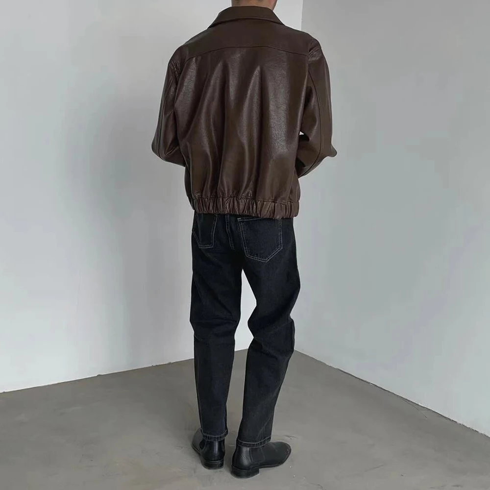 Mens Autumn And Winter Retro Leather Casual Loose Short