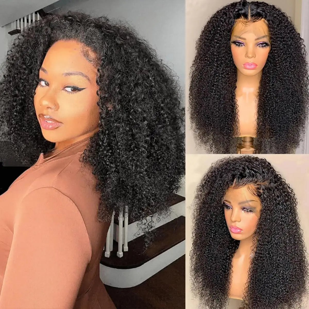 250% Density 13x6 Lace Front Wig Human Hair Jerry Curly Wig 100% Virgin Human Hair Wigs Pre Plucked with Baby Hair for Women