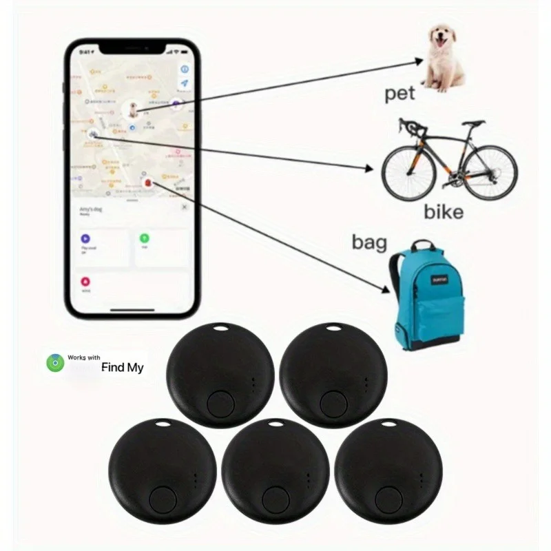 Works with Find My App Key Finder Anti-Loss Pet, Kids & Elderly Tracker-Smart Wireless GPS for Luggage/Car/Wallet/Bag