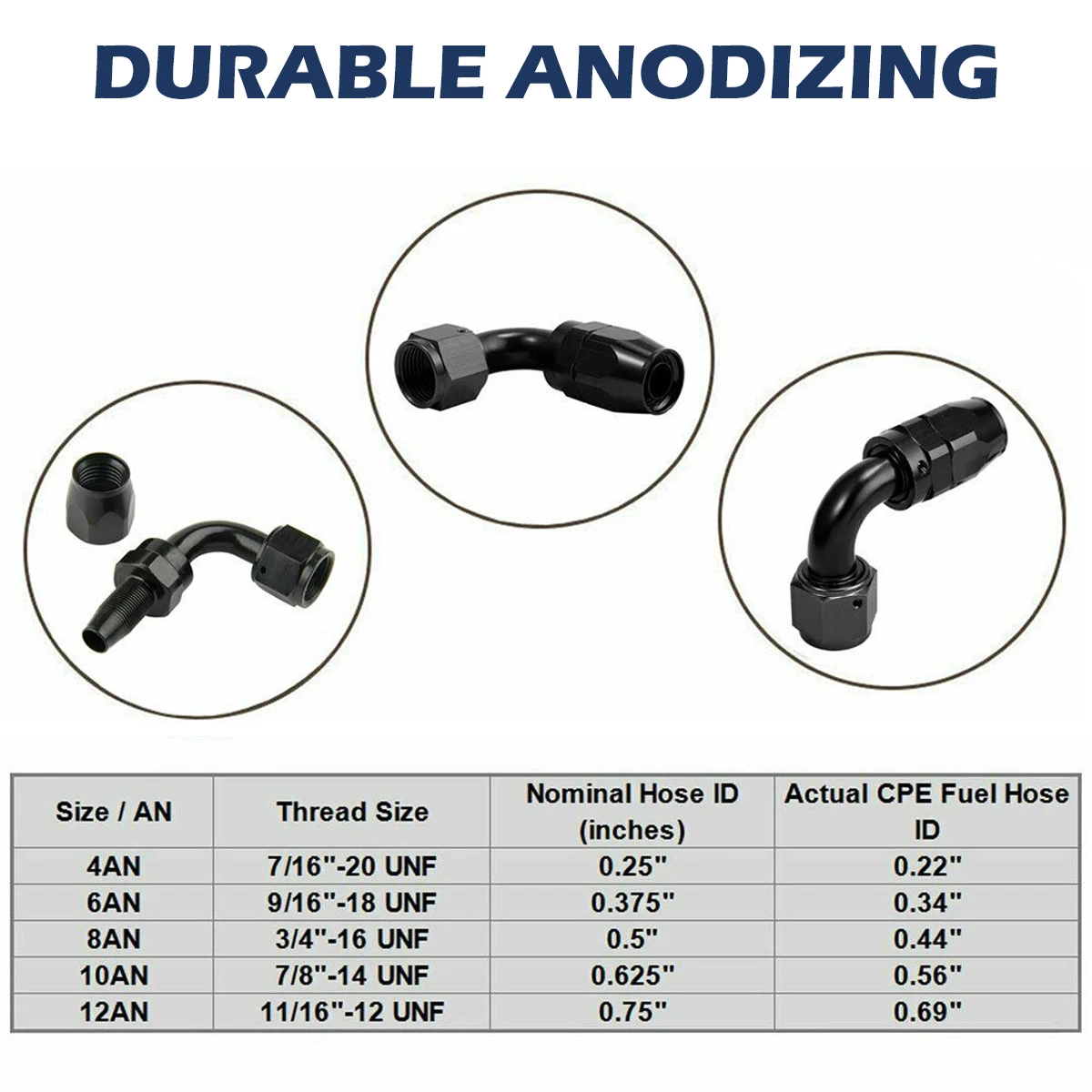 AN12 90 Degree Swivel Hose End T-6061 Aluminum Anodized Car Hose End Fitting Reusable Replacement Adapter Fuel