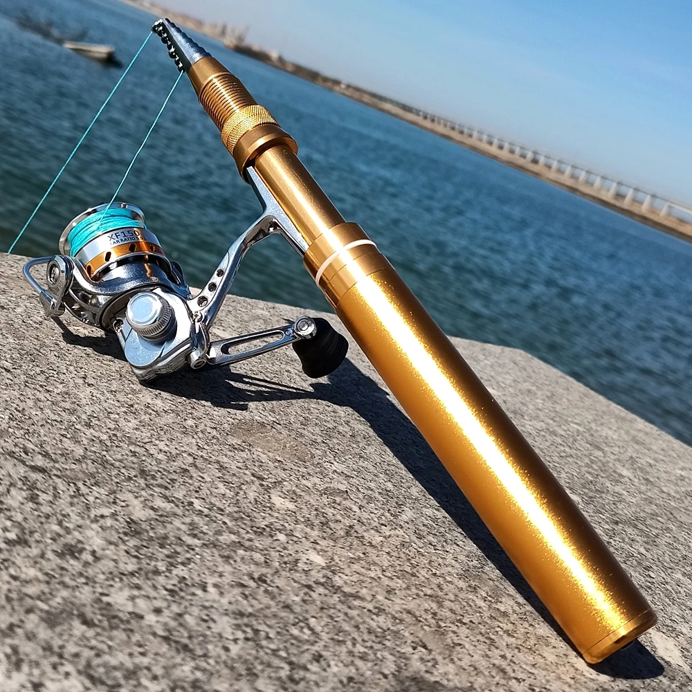 1.8m 2.1m Pen Shape Rod Spinning Telescopic Pocket Rod Rock Fishing Pole  Cast Reel Set Portable Mini Metal Shell Fishing Rod - Fishing Rods -  AliExpress