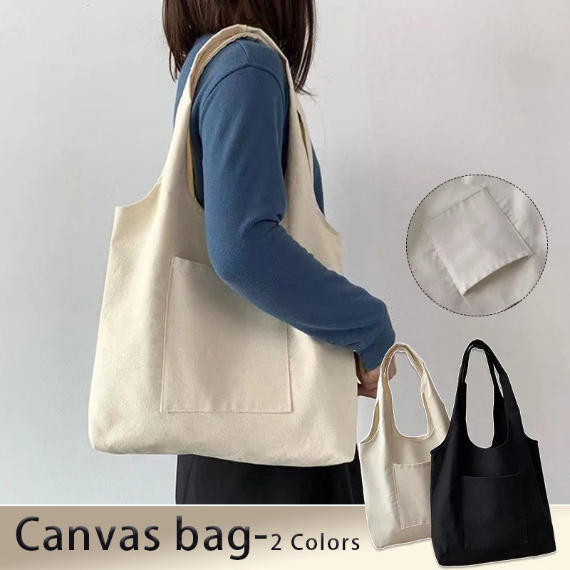 

Women Shoulder Bag Large Pocket Canvas Handbag Student Supplies Leisure Portable Minimalist Book Stationery Women's Handbag