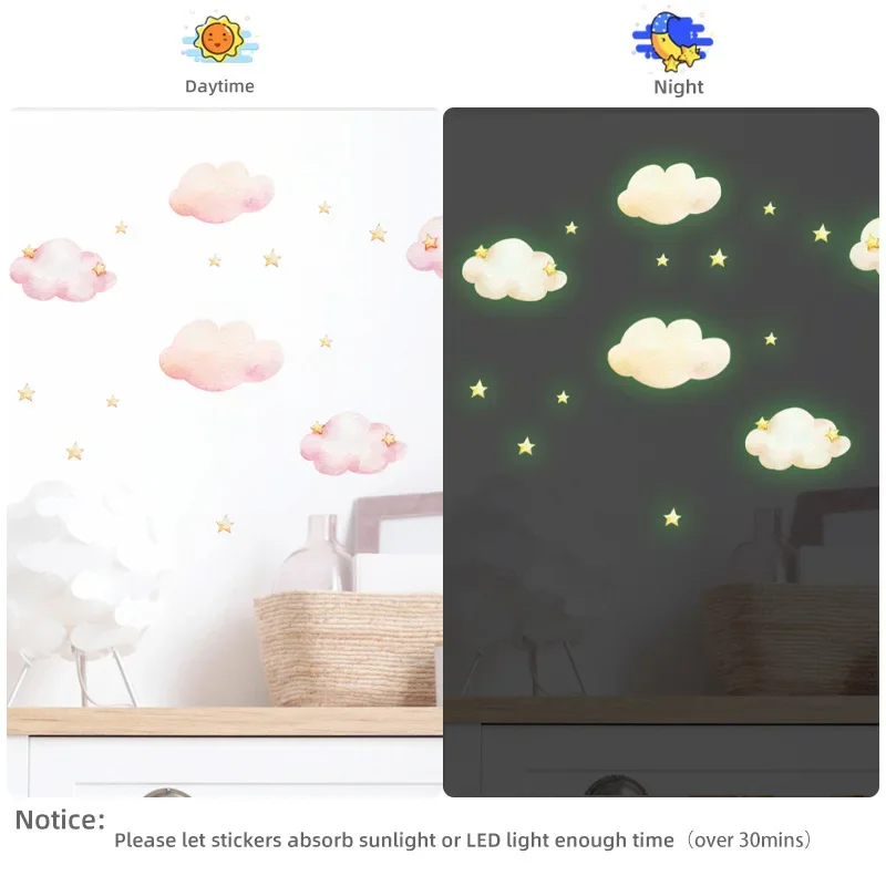 Description Picture 3 of itemCartoon Cloud Luminous Stickers Glow in The Dark Stars Wall Stickers for Kids Rooms Bedroom Ceiling Home Decoration Wall Decals