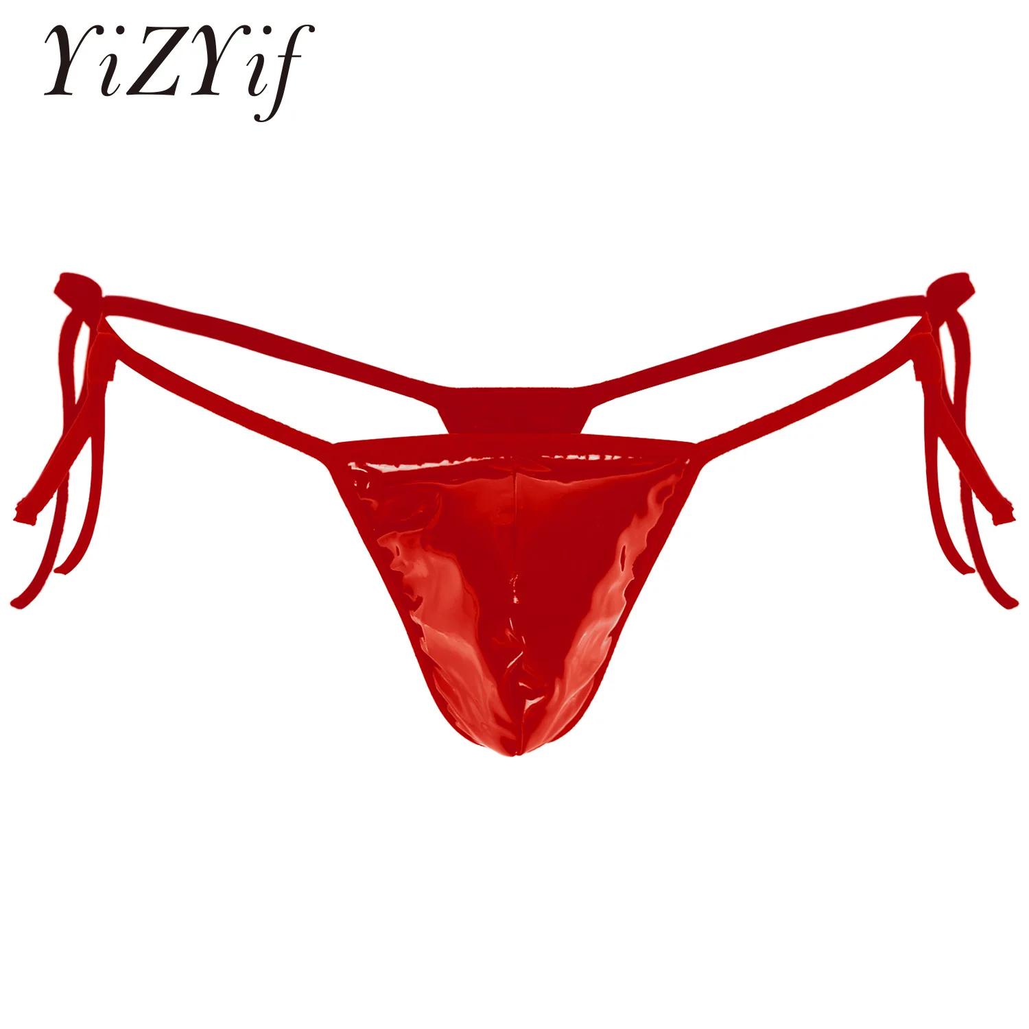 

Стринги мужские из лакированной кожи, пикантное нижнее белье, со шнуровкой, Т-образный вырез, Эротическое нижнее белье