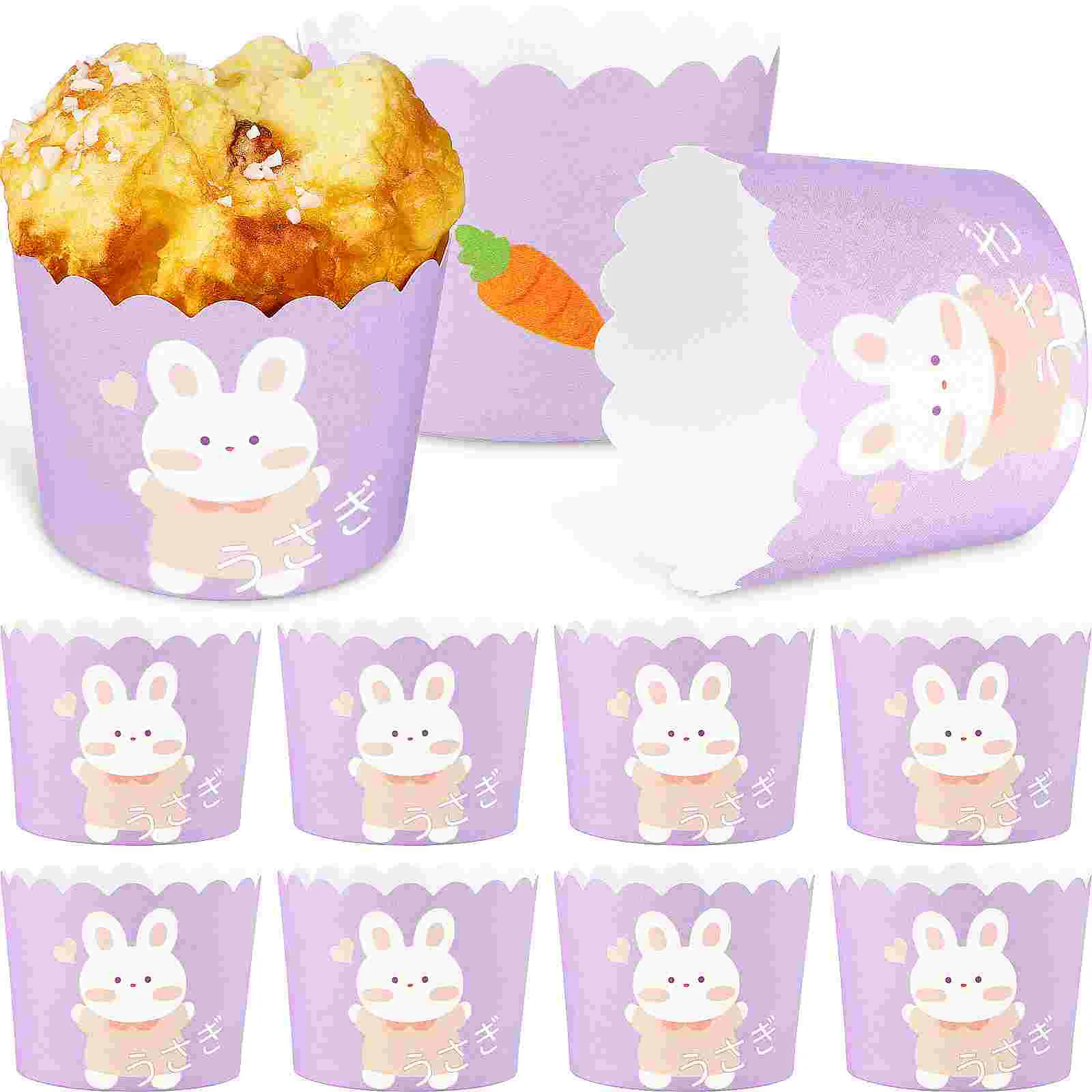 

100 Pcs Muffin Cups Liners Lovely Rabbit Pattern Greaseproof Premium Liners Baking Cups Kitchen Supplies