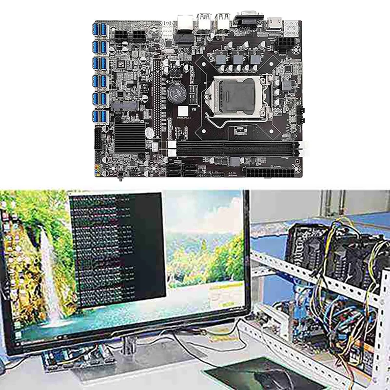 B75 BTC Mining Motherboard with G530/G630 CPU+Thermal Grease+Screwdriver 12 USB3.0 to PCIE Slot LGA1155 DDR3 RAM SATA3.0 mother board of computer