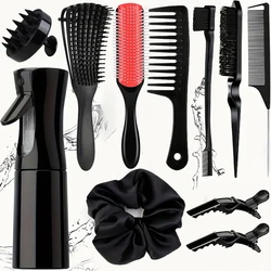 Ultimate Hair Care Kit: 11 - Piece Curl - Enhancing Styling Set (11pcs - black comb)