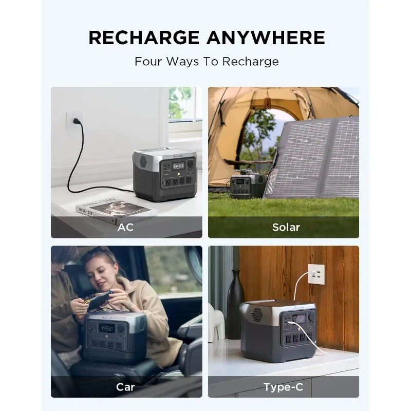 Portable Power Station RIVER 2 Pro, 768Wh LiFePO4 Battery, 70 Min Fast Charging, 4X800W (X-Boost 1600W) AC Outlets 5