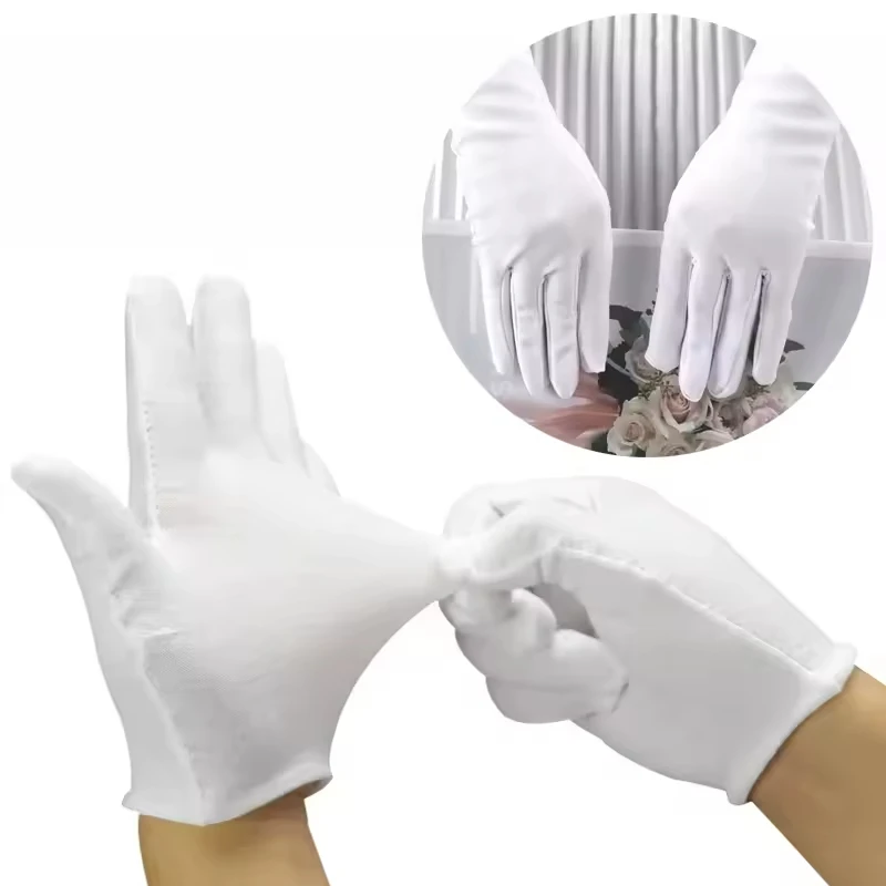 Cotton Gloves 1 Pairs Full Finger Men Women Etiquette White Gloves Waiters/Drivers/Jewelry/Workers Mittens Sweat Absorption