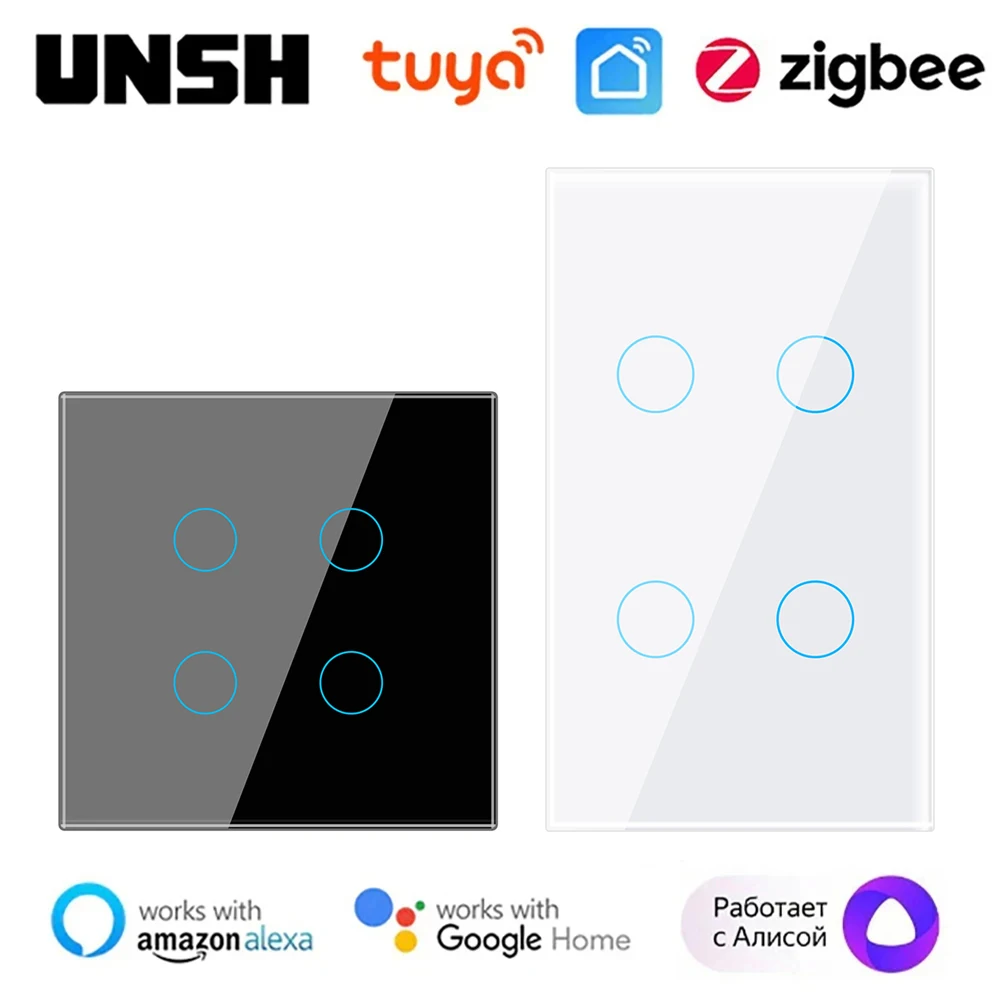 1 2 3 4 갱 Tuya ZigBee 스마트 라이트 양방향 제어 터치 벽 스위치(중..