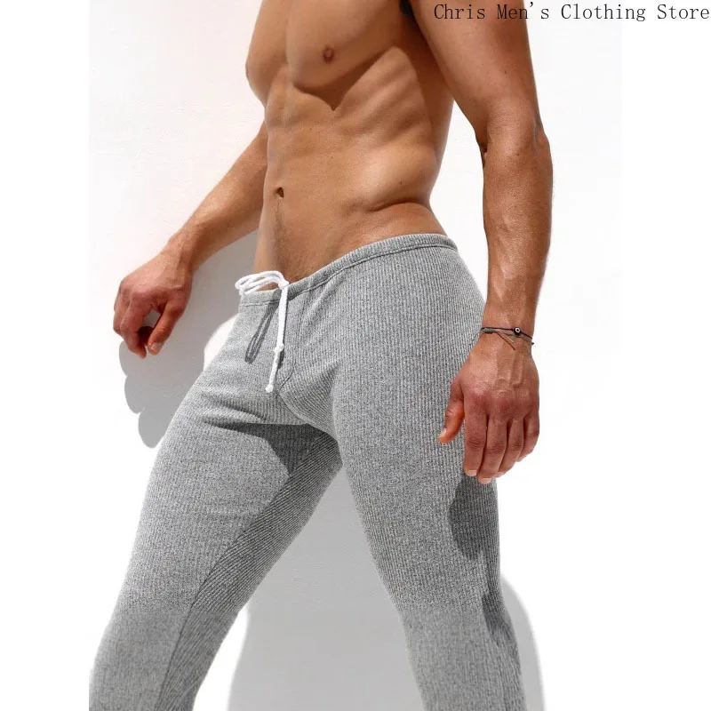 Soft and Comfortable Slim Foot Pants Autumn and Winter New Men's Elastic Striped Knitted Pants Men's Elastic Fitness Pants Gym 3