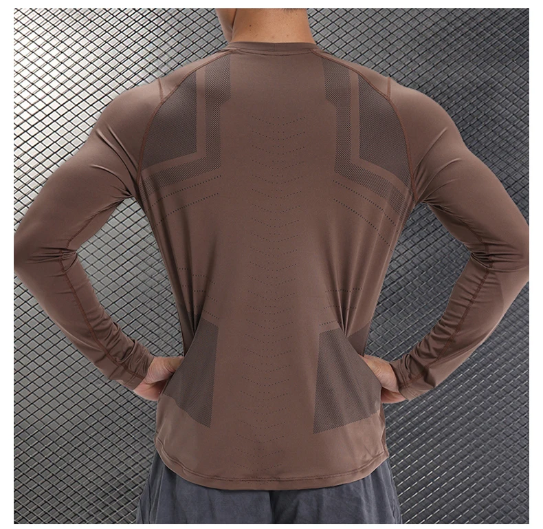 Men Compression Shirt - Long Sleeve Running Gym Top With Moisture Wicking Fabric