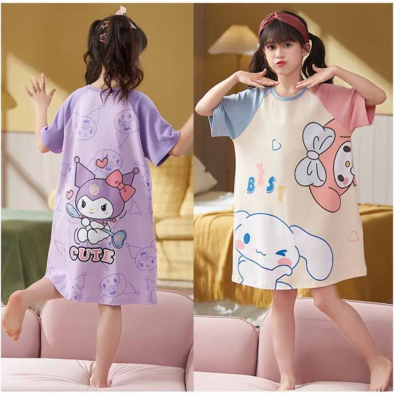 

Sanrios Kuromi Cinnamoroll моя Мелоди полакко аниме мультфильм девушка Пижама юбка кавайная Милая взрослая Дети Домашняя одежда ночная рубашка
