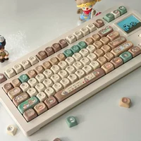 Korean Russian Keycap Khaki Cute Cocoa Bean Milk PBT Five-Sided Sublimation MOA DIY Mechanical Keyboard Cartoon Hangul Keycaps - Image 6