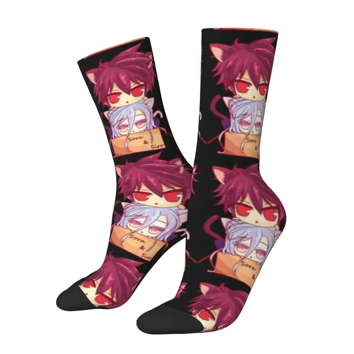 

Hip Hop Retro Sora And Shiro Crazy Men's compression Socks Unisex NO GAME NO LIFE Harajuku Seamless Printed Funny Crew Sock