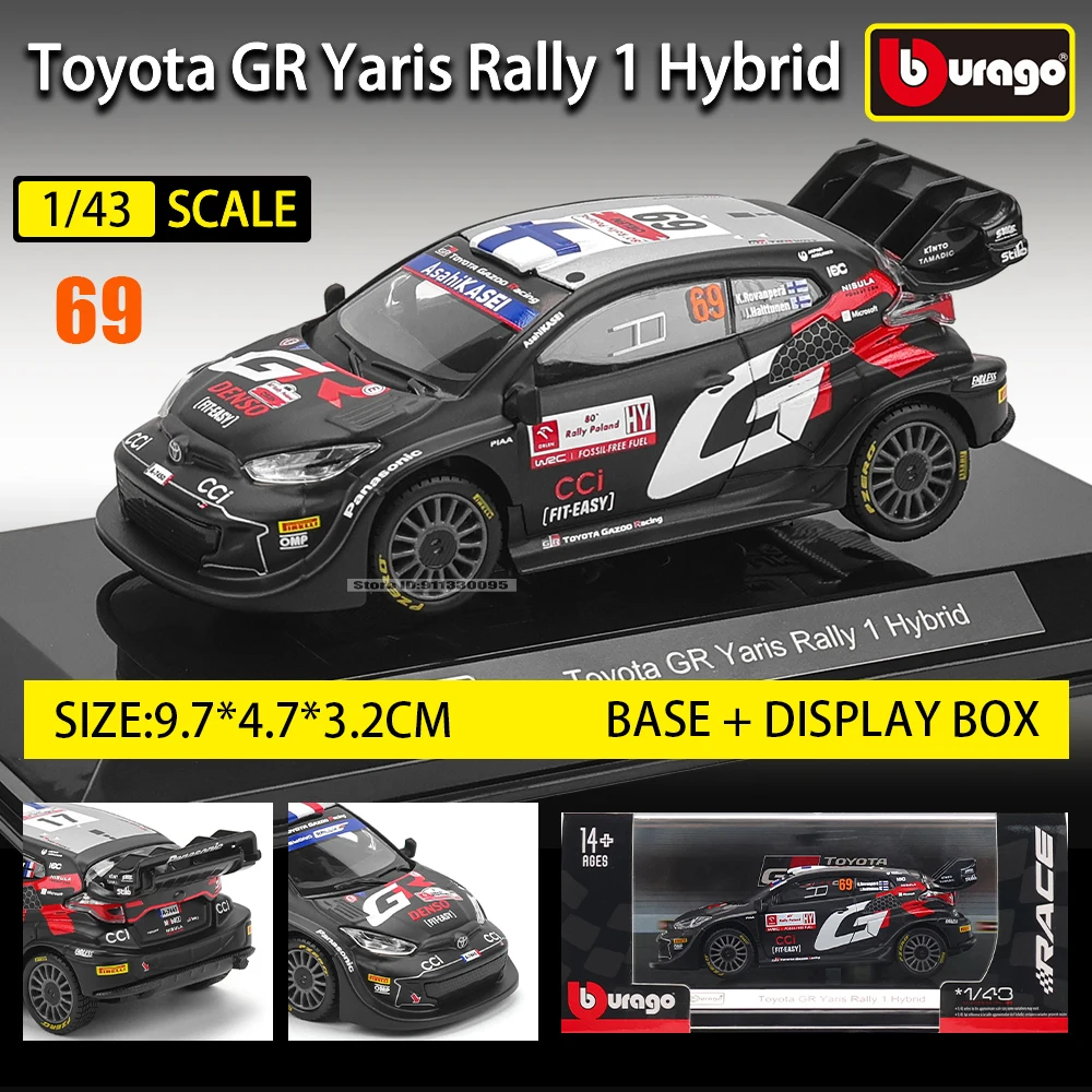 Bburago 1:43 WRC Toyota GR Yaris Rally1 Hybrid Rovanpera #69