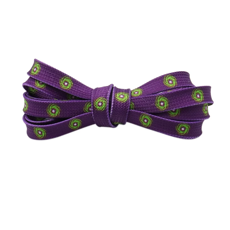 Weiou New Fantastic 7mm Purple Shoelaces With Prints Green Hurricane For Sneaker Sports Shoe Laces Clothing Accessories 60-180cm