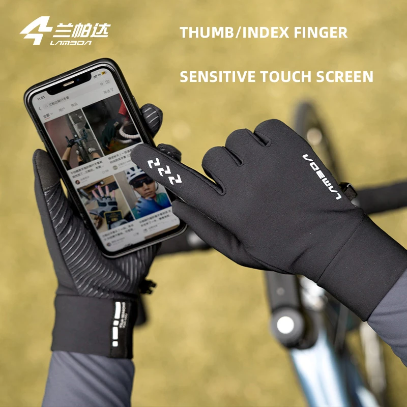 Lameda Cycling Gloves Fleece Warm Bicycle Gloves Full Finger Touch Screen Riding Gloves  Autumn Winter Gloves For Men And Women 2