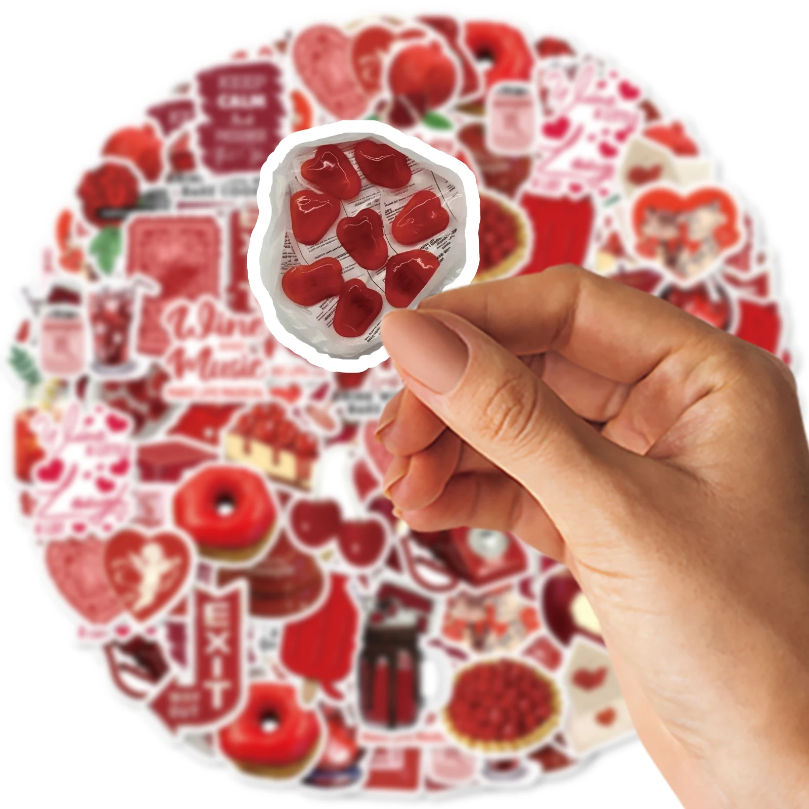 30pcs Rose, Cherry Red Graffiti Stickers Decorated Notebook Water Cup Suitcase Guitar Classic Toy Scrapbook Waterproof PVC Decal 2